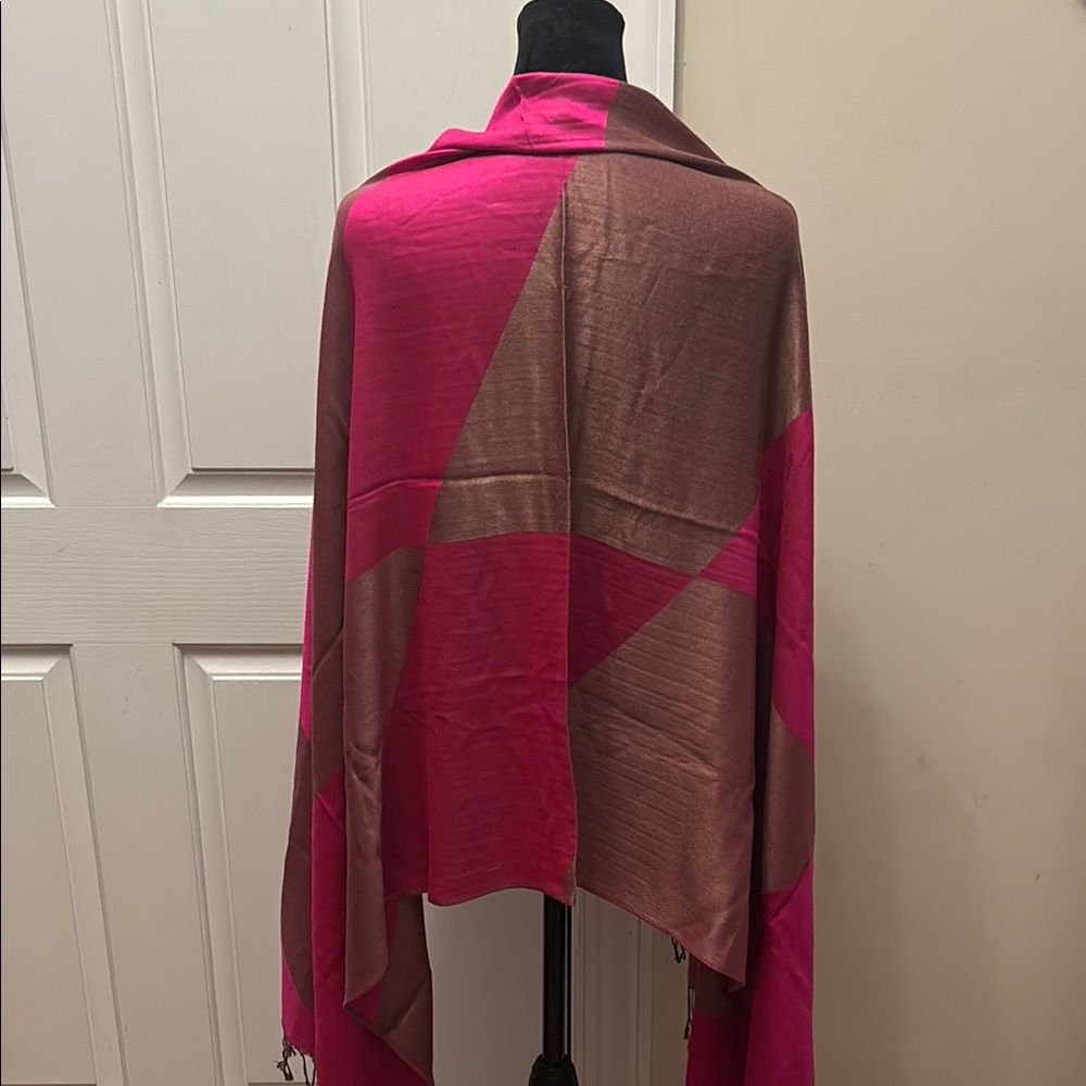 Pink and Brown Geometric Scarf/wrap